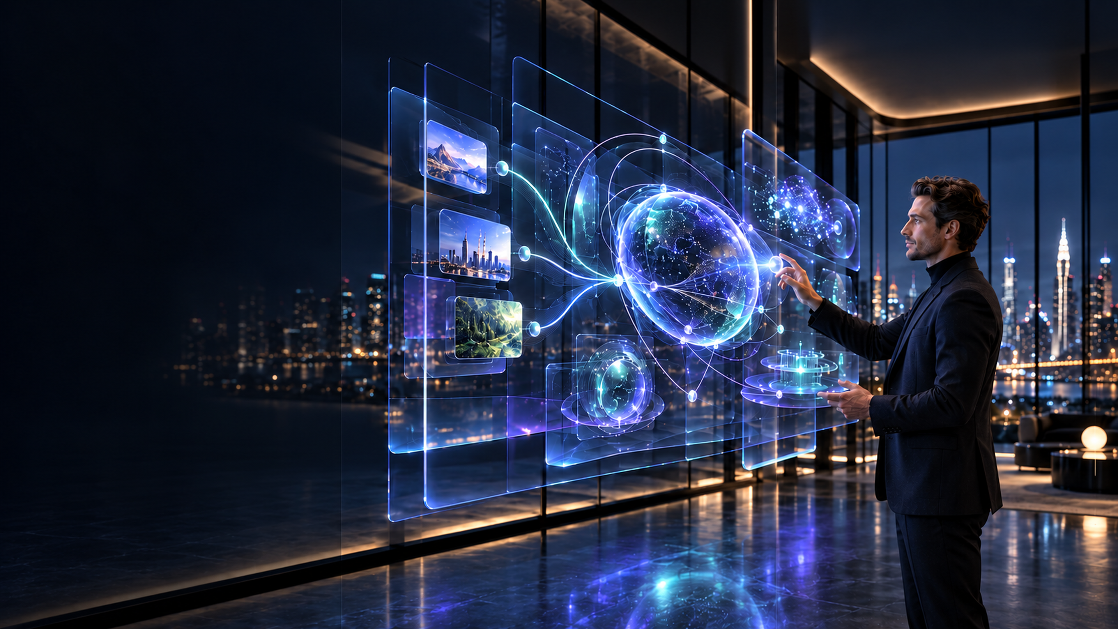 AI-native business operating system connecting a global executive workspace.